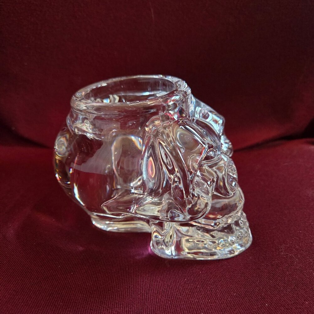 Heavy glass skull votive holder